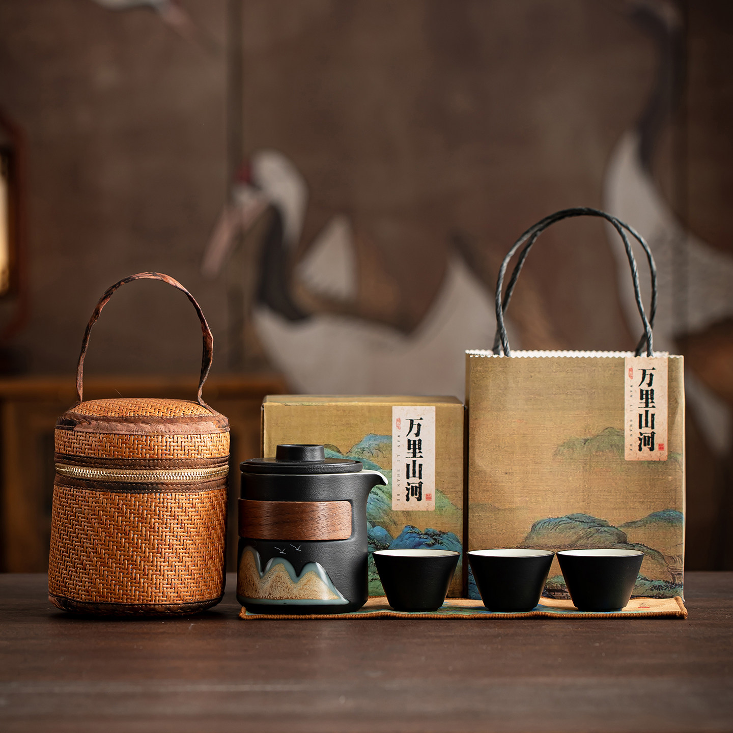 旅行茶具套装便携式包一壶三杯两快客杯车载功夫户外随身游泡茶壶