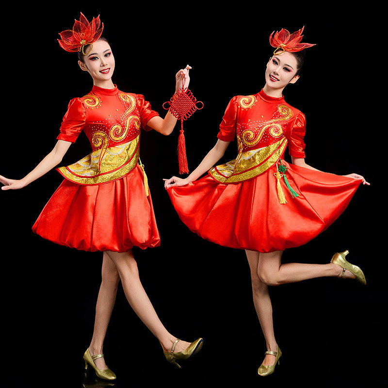 现代舞演出服女喜庆腰鼓队灯笼舞打鼓服威风锣鼓快板舞蹈服装成人
