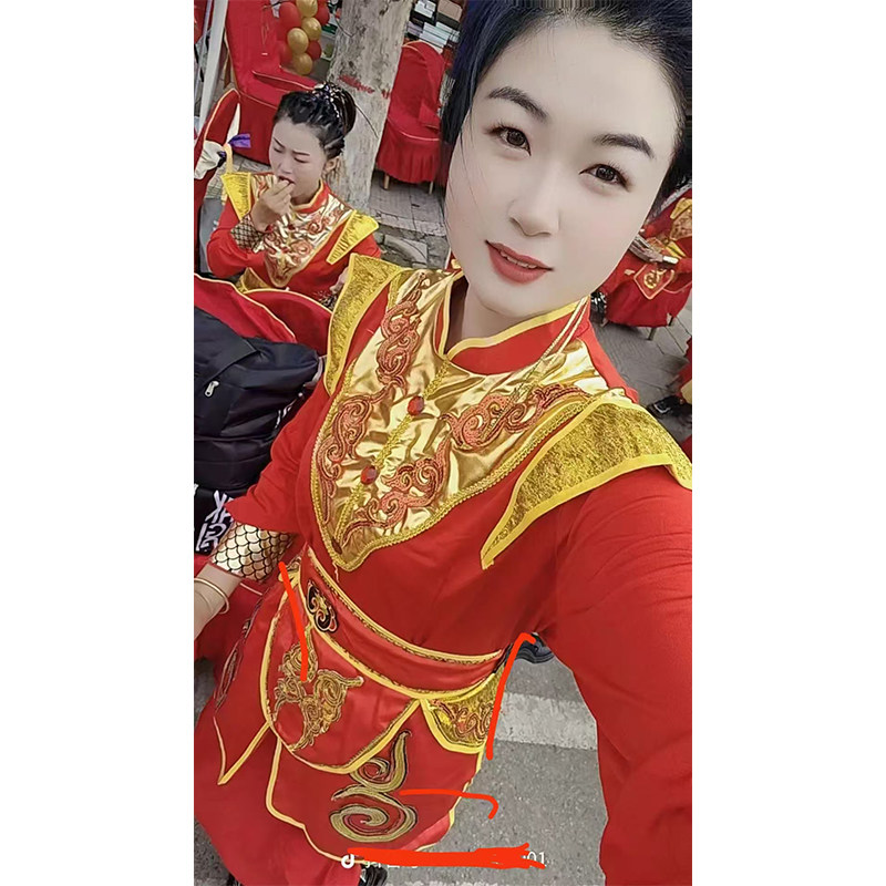 喜庆打鼓服演出服女中国风威风锣鼓水鼓舞蹈服装秧歌服广场舞套装