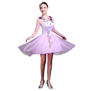 大合唱演出服纱裙现代舞舞蹈服装广场舞连衣裙快板排舞服装成人女