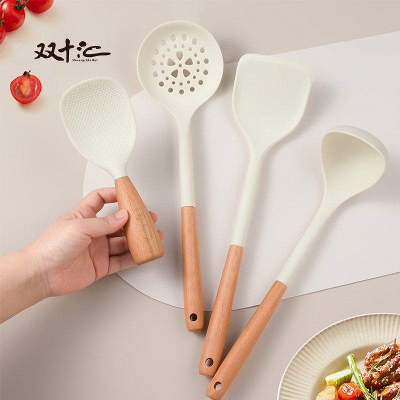 硅胶锅铲勺炒菜铲不粘锅专用家用榉木锅铲饭勺装汤勺2026新款套装