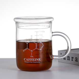 mrwater耐热玻璃杯微波炉加热带盖牛奶杯量杯刻度杯家用早餐杯子