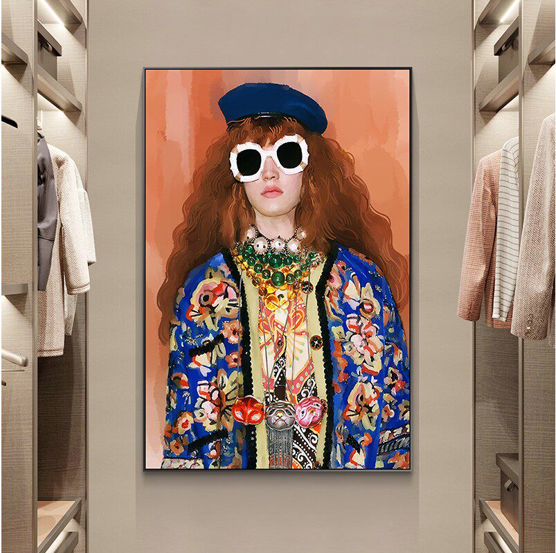 斑斓魅影 人物艺术油画网红个性衣帽间挂画卧室少女服装店装饰画