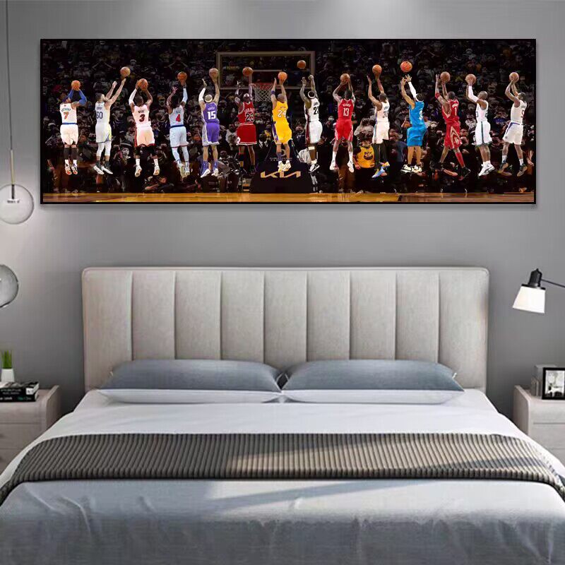 NBA库里詹姆斯挂画客厅背景墙乔丹装饰画球星海报卧室床头壁画