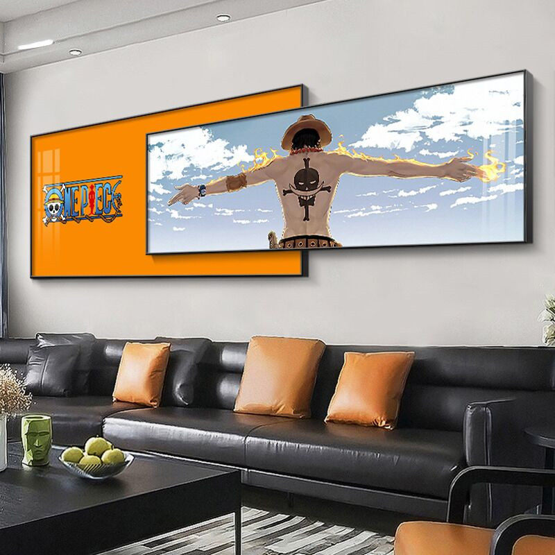 海贼王装饰画轻奢高级感晶瓷客厅沙发背景墙挂画动漫卧室床头壁画