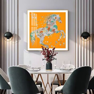 轻扬花衣马丝巾画自由岛图案沙发背景墙挂画简约客厅民宿装饰画