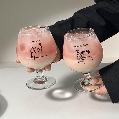 原创可爱修猫修狗酒杯玻璃杯