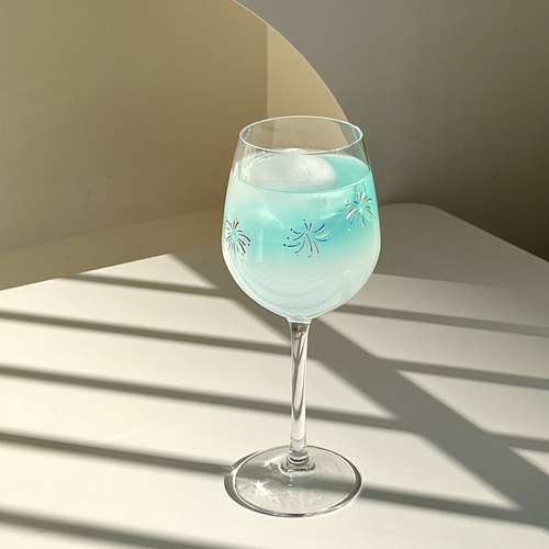 原创渐变烟花图案高脚杯红酒杯