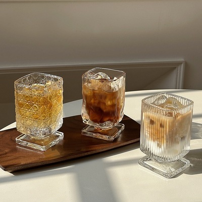 复古ins宝石纹矮脚玻璃微醺酒杯
