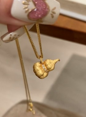2025年新品送女生中古拉丝纯银s925南瓜拉丝葫芦吊坠项链