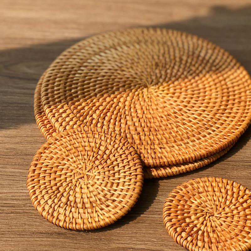 藤编隔热垫子家用防烫锅垫碗垫耐高温餐桌垫耐热盘子垫杯垫茶壶托