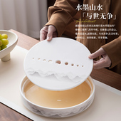 臻惜羊脂玉白瓷茶盘家用储水干泡小茶台陶瓷轻奢简约功夫茶具托盘