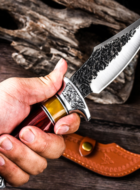 蒙族手把肉小刀锻造刀蒙古吃肉刀牛排刀藏族手扒肉刀水果刀送刀套