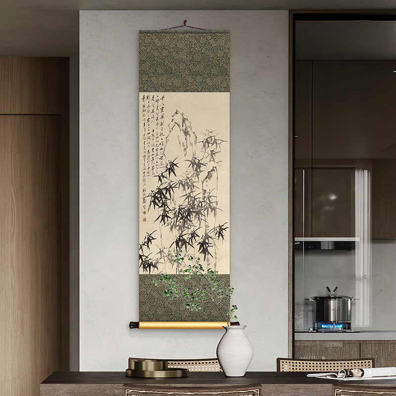 名家国画 画郑板桥竹子挂画 画新中式客厅书房装饰画 画卷轴装裱