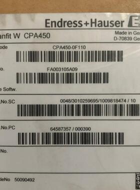 E+H恩德斯豪斯CPY7B-B0 CPY7B-1014/0 CPA450-0F110