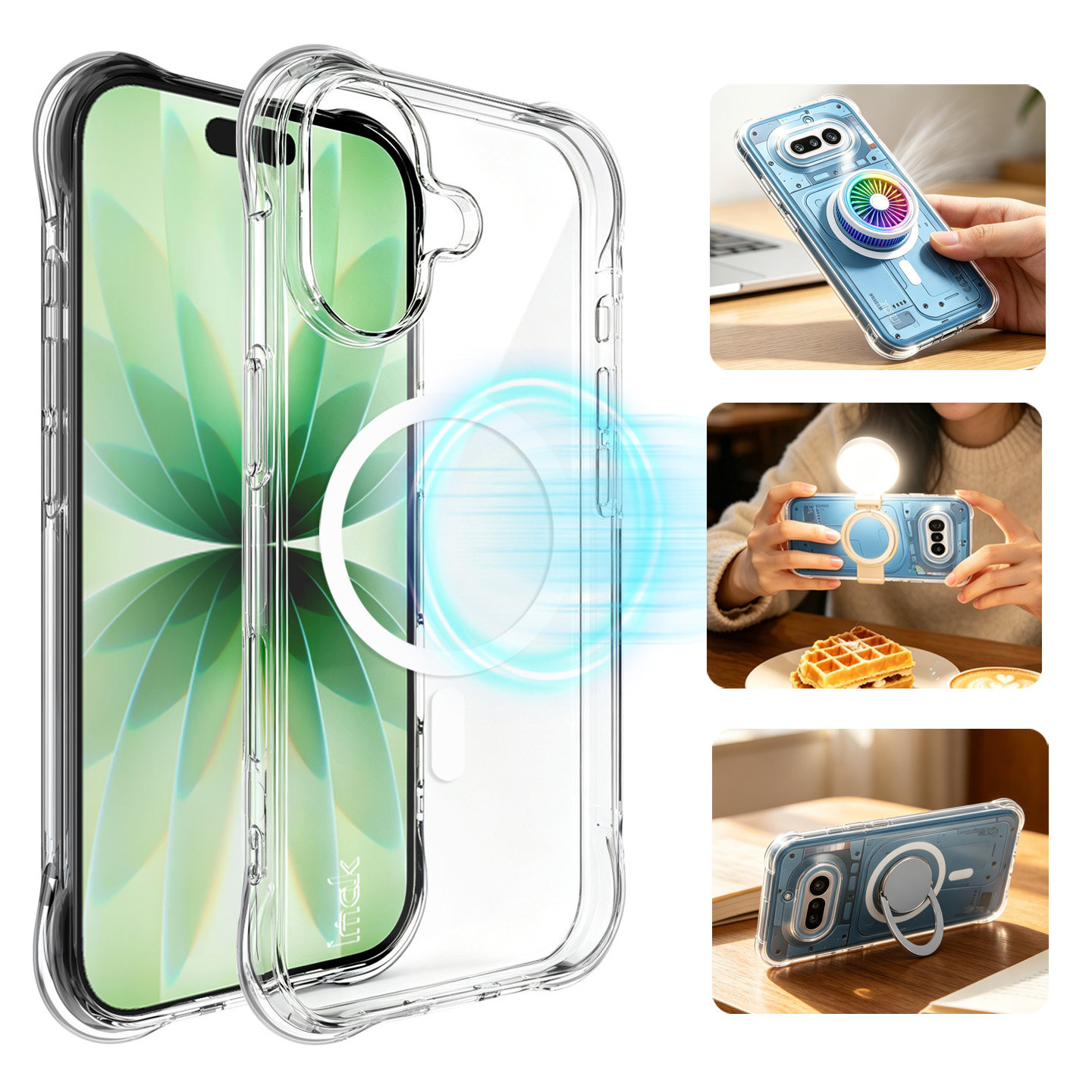 imak适用于iPhone18/17 Pro Max气囊磁吸全包防摔软套iPhone18/17 Pro手机商务防爆耐磨镜