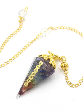 天然石锥形树脂水晶灵摆吊坠批发流行摆件项饰挂饰外贸饰品批发