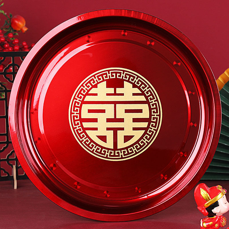 糖果盘喜庆茶盘结婚庆红色新娘