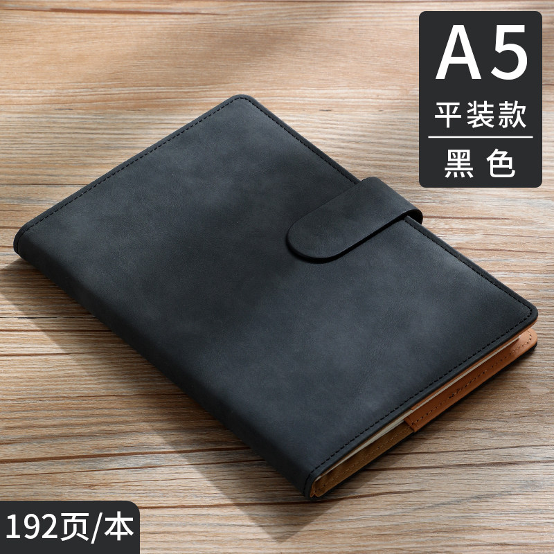 A5 노트 두꺼운 노트 심플한 대학생 대학원 입시일지 노트 문구류 비즈니스 오피스 가죽 장정 회의 기록부 고가 선물 상자 인쇄 가능한 로고가 있는 맞춤형 선물