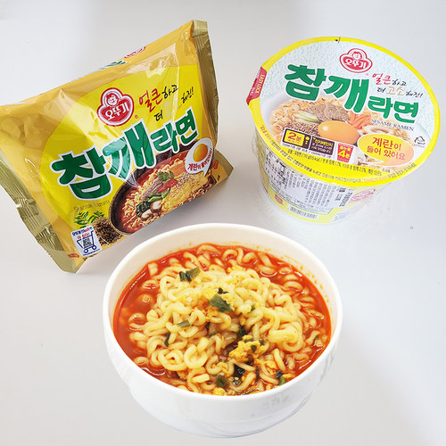 不倒翁韩国进口芝麻鸡蛋拉面115g