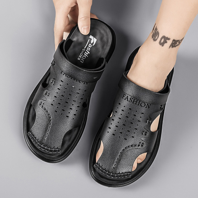 皮凉鞋男款2022新款两用包头开车室外潮流沙滩洞洞外穿个性凉拖鞋