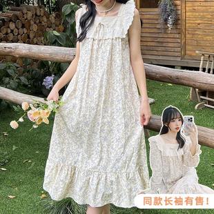 ins風(fēng)日系甜美碎花純棉睡衣女夏季 鄰家少女感無袖 全棉睡 精品