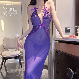 ****内衣诱惑透视蕾丝连衣裙夜场夜店紧身睡裙性感长裙B28