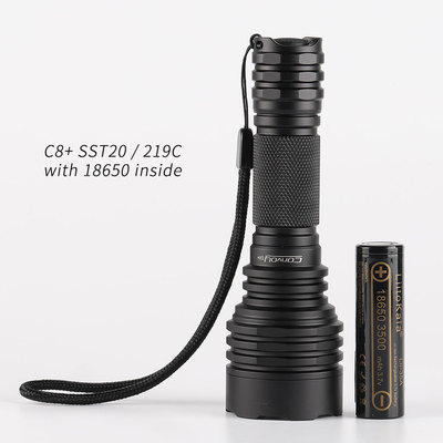 Convoy手电筒黑色C8+ 219C 强光LED远射18650携带探路巡逻露营灯
