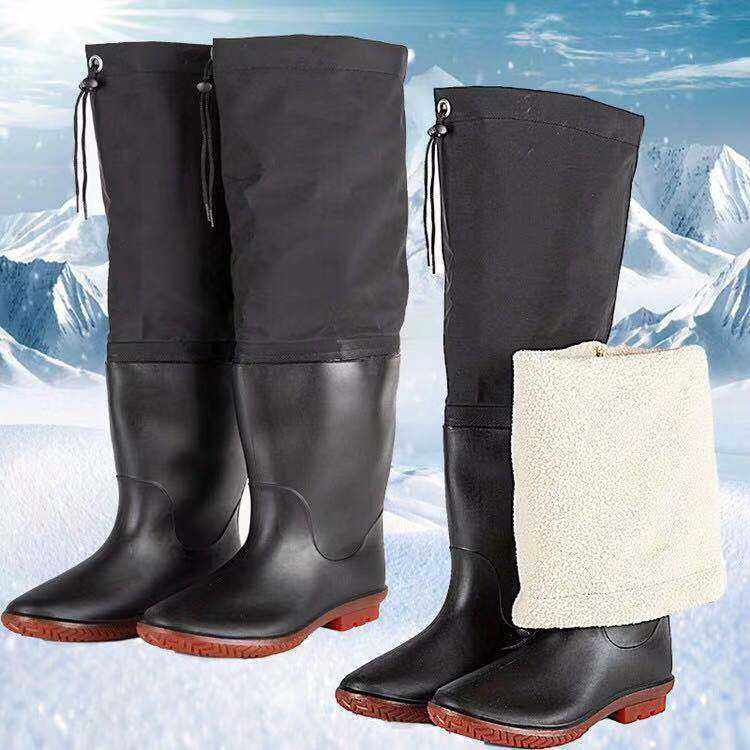 加绒加厚过膝皮毛一体高筒雨鞋