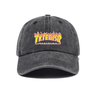 韩国ulzzang潮牌火焰字母印花滑板街舞帽子棒球帽男女百搭鸭舌帽