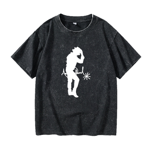 MJ迈克尔杰克逊T恤短袖中国风衣服女男圆领大码宽松夏季情侣装棉