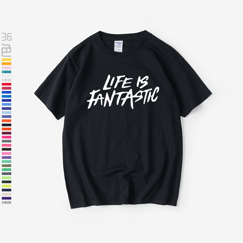 life is fantastic印花信誓蛋蛋t恤短袖嘻哈学生衣服男女圆领大码
