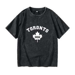 加拿大多伦多大学TORONTO IRISH枫叶标志T恤短袖黑色衣服女男圆领