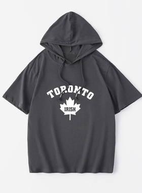 加拿大多伦多大学TORONTO IRISH枫叶标志T恤短袖新品衣服女男连帽