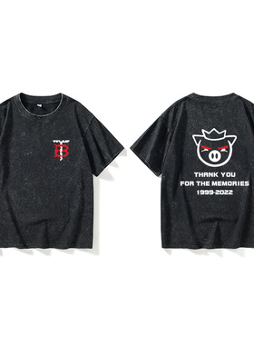 我的世界猪皇血神technoblade周边T恤短袖中国风衣服女男圆领大码