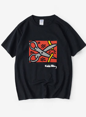 欧美波普风潮牌keithharing凯斯哈林涂鸦联名T恤短袖打底衫衣服女