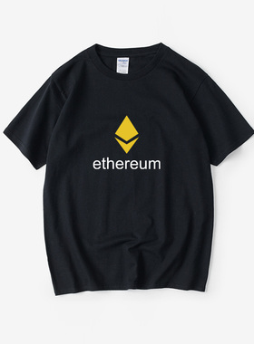 区块比以币eth矿ethereum圈狗狗币T恤短袖潮衣服男女