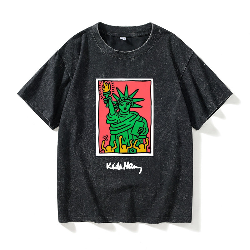 欧美波普风潮牌keithharing凯斯哈林涂鸦联名t恤短袖时尚衣服女男
