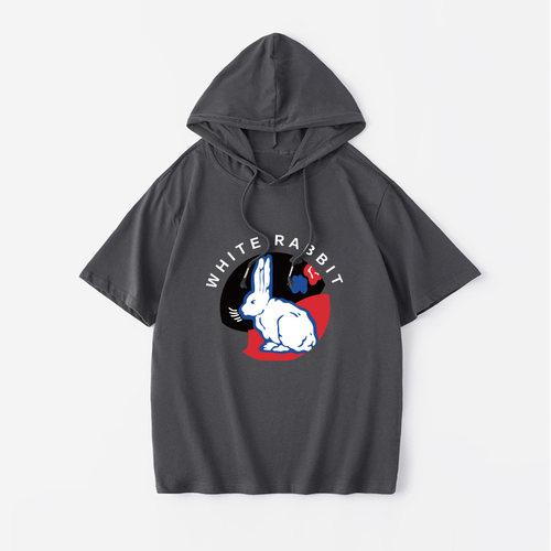 大白兔奶糖 周边T恤短袖潮衣服女男连帽背心宽松夏季情侣装棉上衣