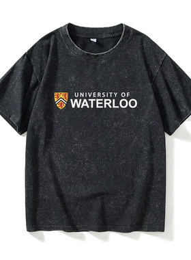 滑铁卢大学University of Waterloo纪念品周边校服T恤短袖休闲衣