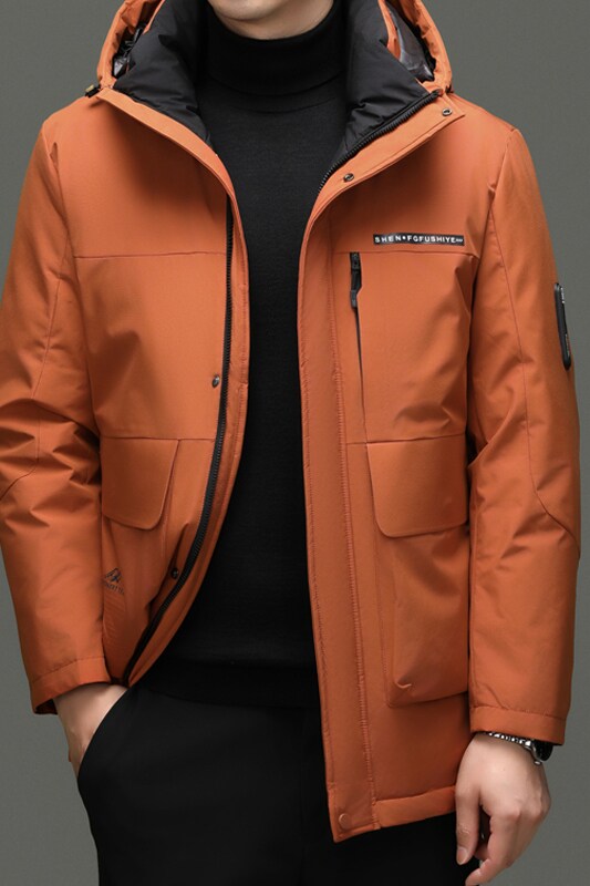 冬季户外羽绒服中长款纯色连帽羽绒外套A9911P245图片