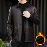 冬季中年纯色加绒PU皮翻领皮衣XZ804/R78118P145，男装皮衣，星座804（原QT730）