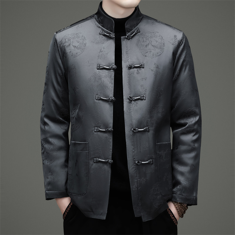品质男装冬季风大码提花老人加绒唐装XZ804/R575P120，男装民族服装，星座804（原QT730）