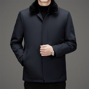 水貂绒内胆可拆羽绒服男士中老年毛领冬季外套XZ804/M72805P248图片