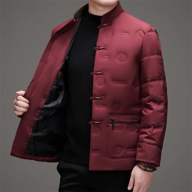 风唐装爸爸保暖外套男冬季中老年压胶羽绒服D2310P200模特,男装民族服装,星座804（原QT730）
