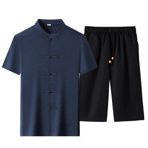 25年夏季仿真丝高端唐装男士中老年风新中式汉服MB9301P96图片
