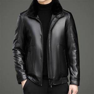 25年冬季新款可拆毛领高领羽绒服皮夹克M72606P230图片