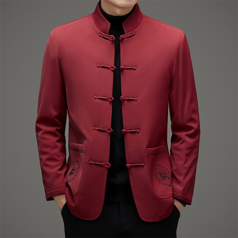 中老年冬季加绒刺绣唐装男风爸爸中式外套XZ804/M509P140,男装民族服装,星座804（原QT730）
