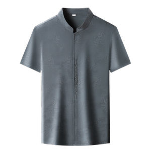 夏季仿真丝高端提花唐装男士中老年风新中式汉服M9303P73图片