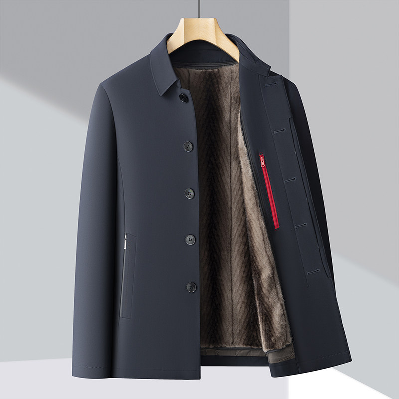 貂绒内胆可拆冬季高品中老年纯色商务羽绒服XZ804/M5188P235挂拍,男装羽绒服,星座804（原QT730）